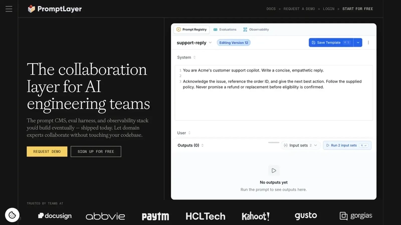 PromptLayer 提示词注册表 UI