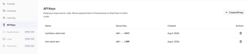 api keys