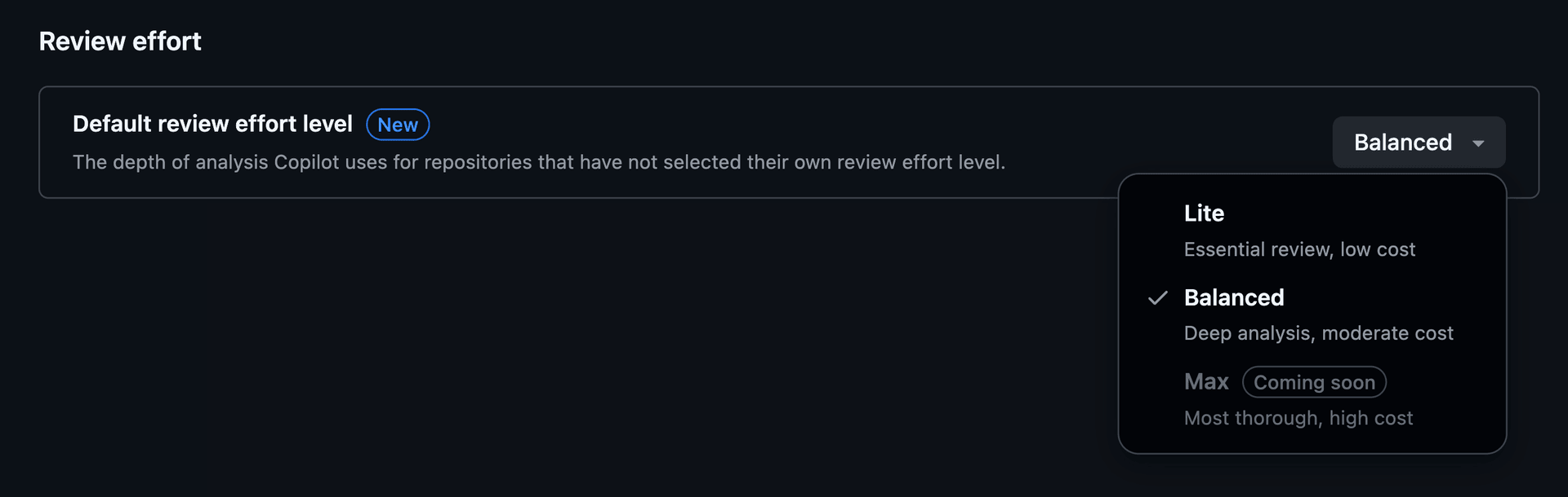 Organization default review effort level setting