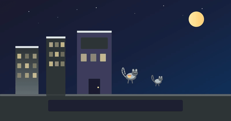 A pixel-art inspired night scene: two raccoons in masks sneak toward a bank under a crescent moon, one carrying a bag of loot. City buildings with lit windows line the street. The hero image for a blog post about AI building a game.