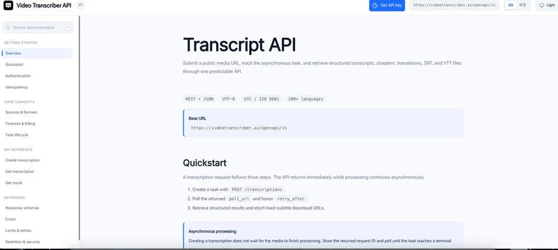 Transcript API Documentation