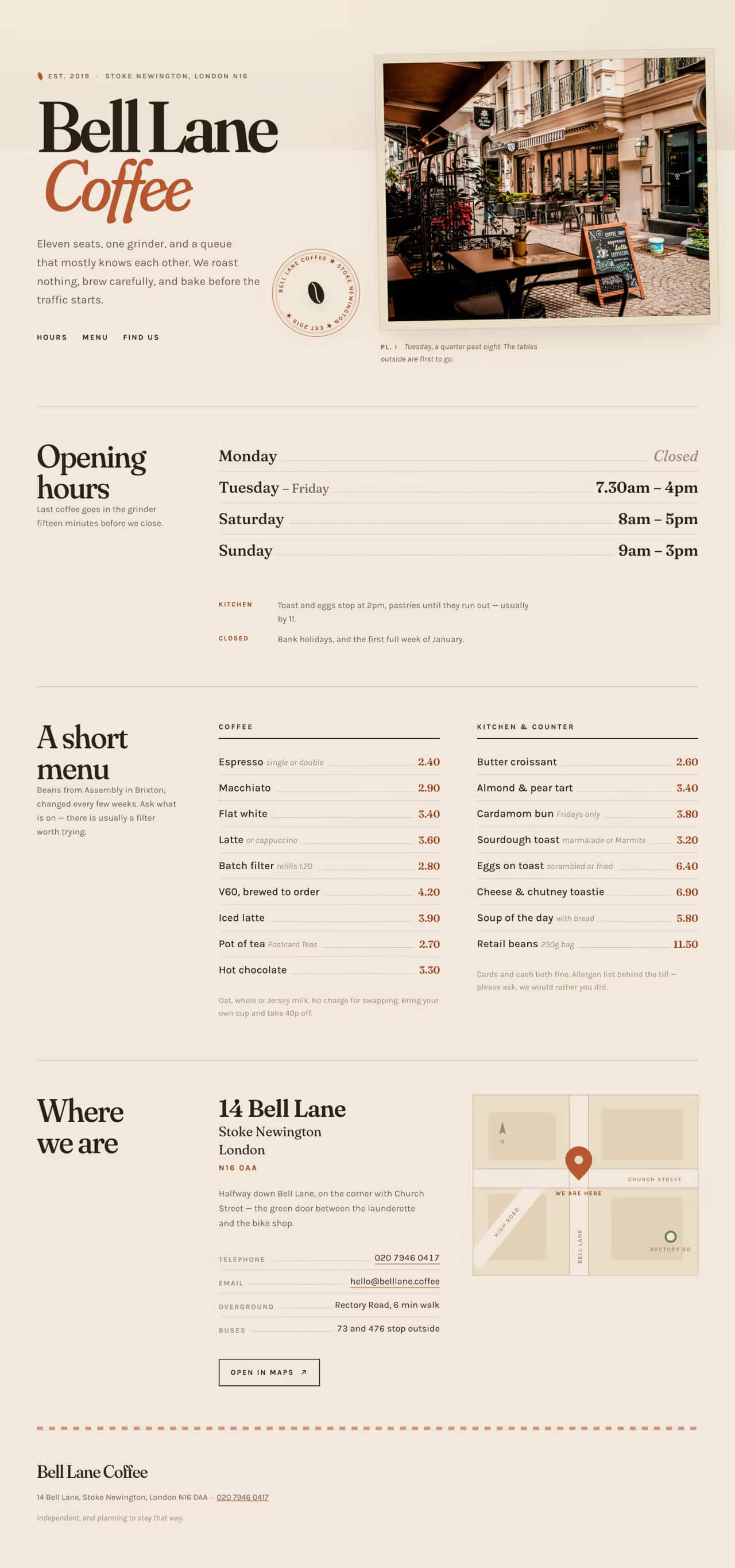 Coffee shop page generated by Claude Opus 5 — generated page