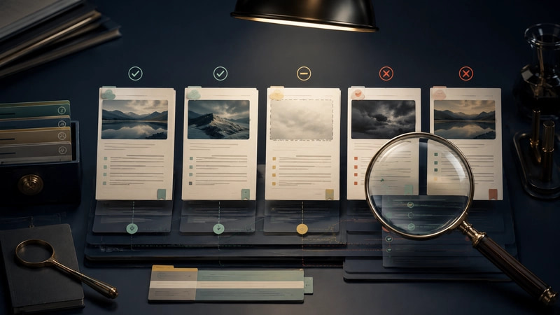 Engineering team reviewing conflicting source documents after an enterprise AI workflow escalates an uncertain response for human verification