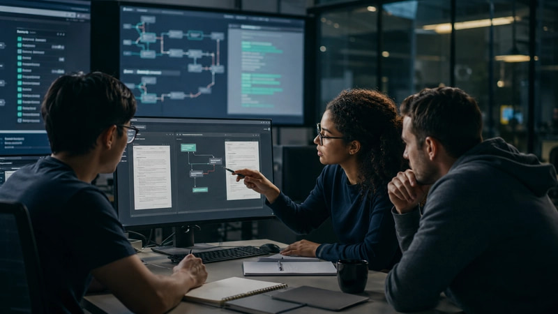 Retrieved document evidence being inspected for relevance, completeness and conflicting information before an AI response is generated