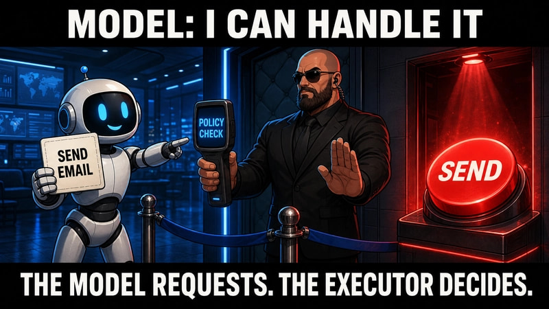 The model can propose an action. Application code still decides whether it happens.