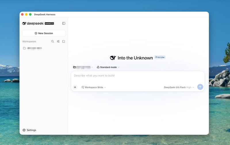 The official DeepSeek Harness interface running in DSH Desktop