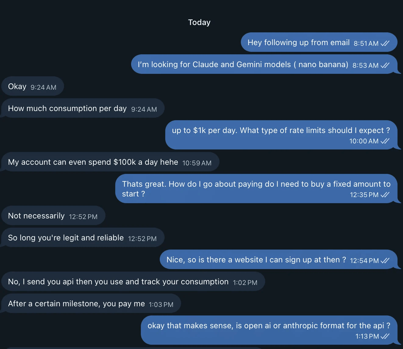 Direct outreach · the thread moved from email to chat