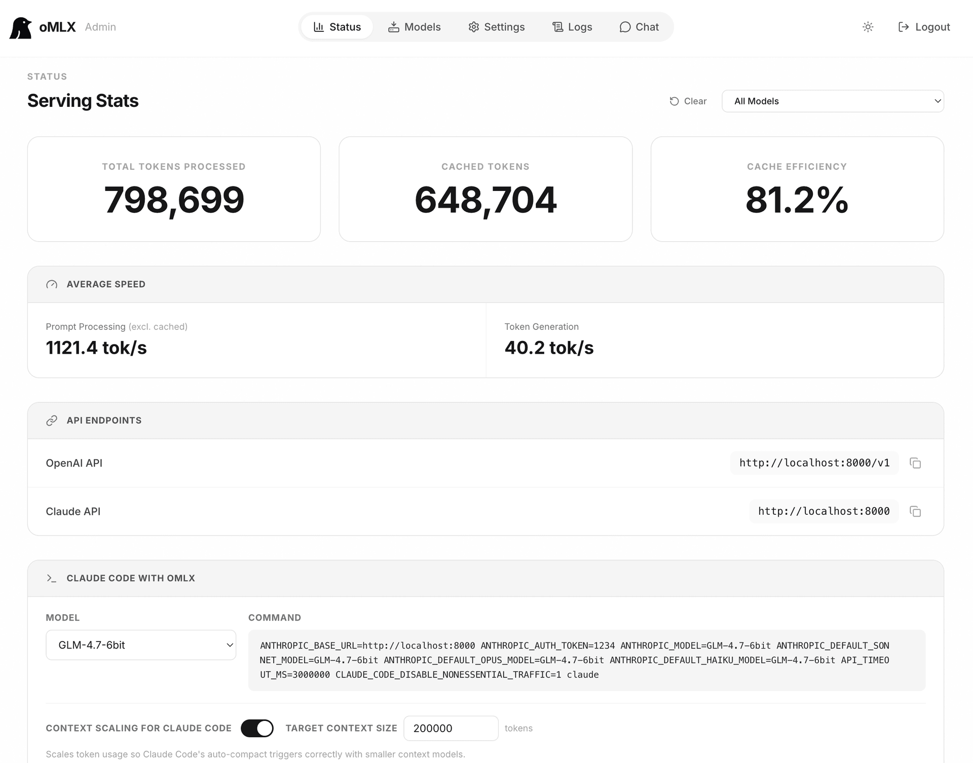 oMLX Admin Dashboard