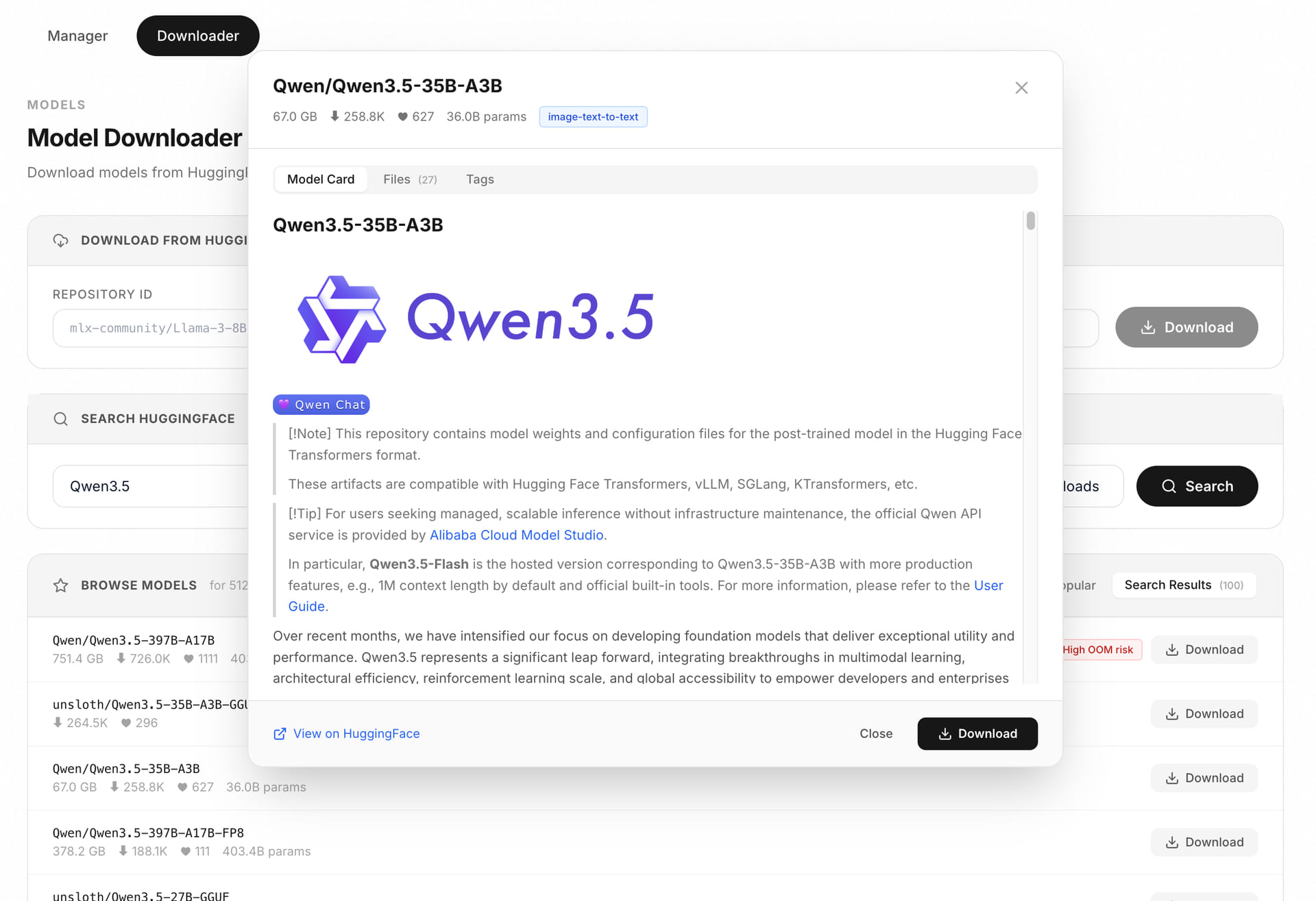 oMLX Model Downloader