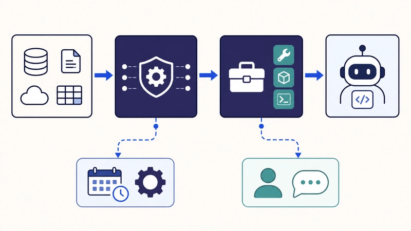 A shared SEO data foundation feeding both scheduled automation and interactive AI-agent tools