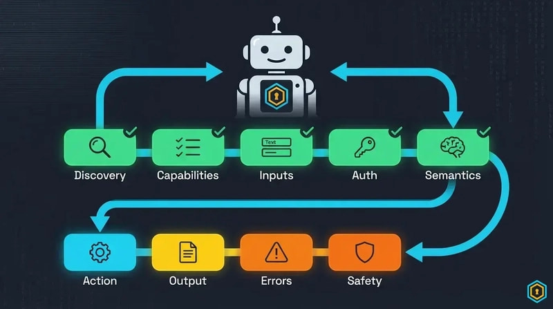 Hero — Agent context flow: 8 layers from Discovery to Safety
