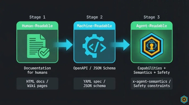 Evolution: Human-readable → Machine-readable → Agent-readable