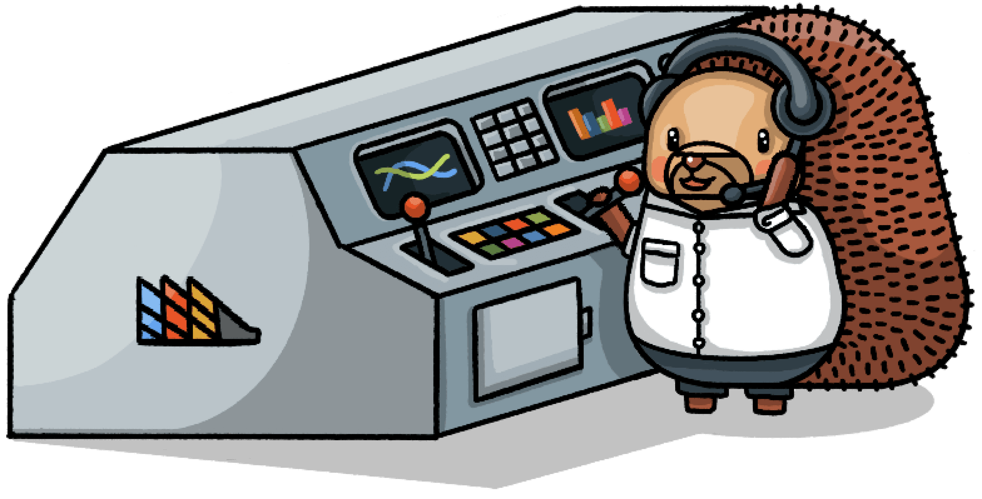 Hedgehog working on a Mission Control Center