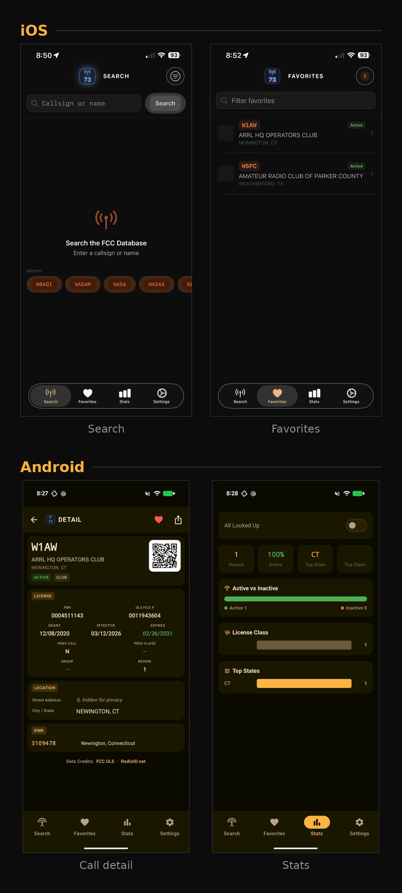 73 by N0AGI running on iOS and Android