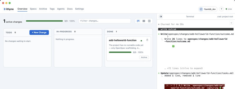 Completed OpenSpec changes in the ithyno dashboard
