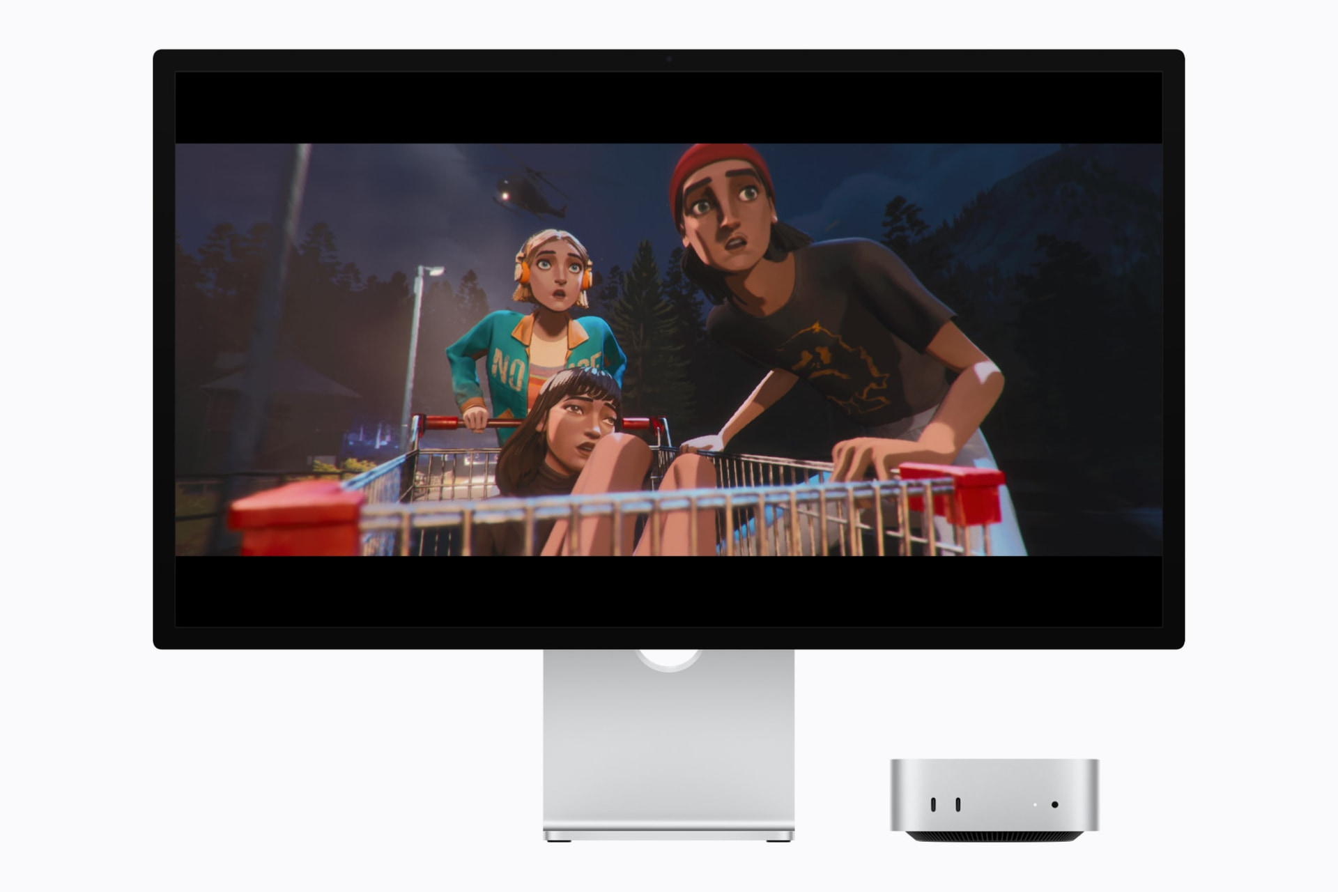 Mac Studio 和 Studio Display 展示来自电子游戏 Mixtape 的电影级场景。