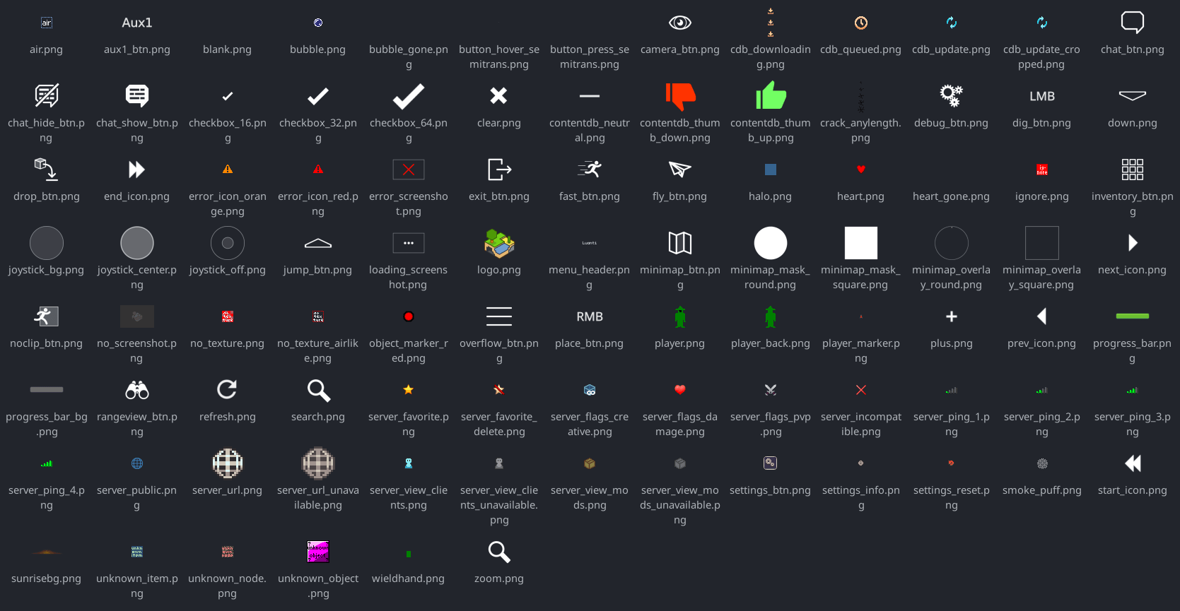 All textures in the Luanti app