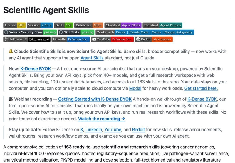 GitHub repo: scientific-agent-skills