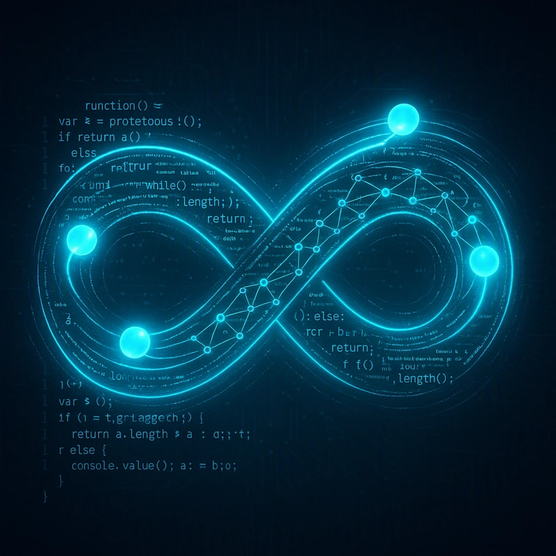 Loop Architecture Hero — autonomous AI agents flowing through a glowing code loop