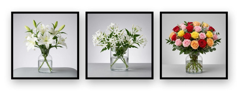 Mock photos of flowers