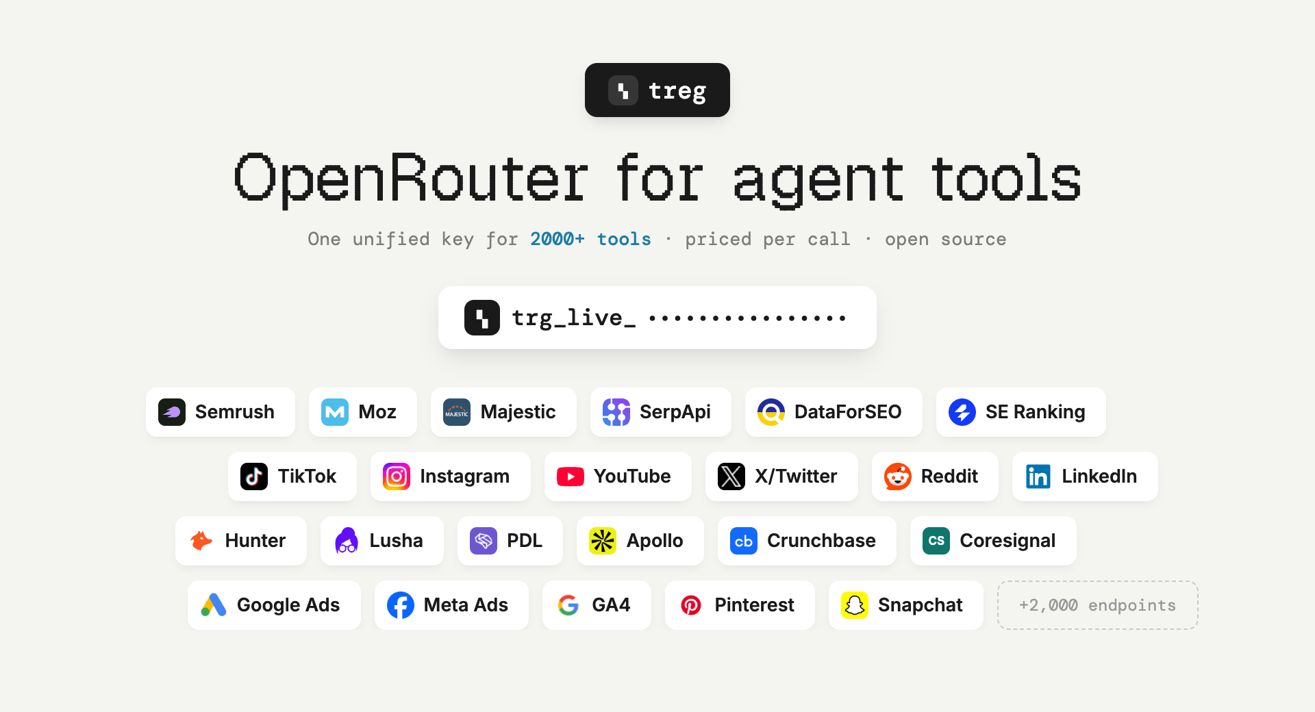 treg — 你的智能体的工具目录