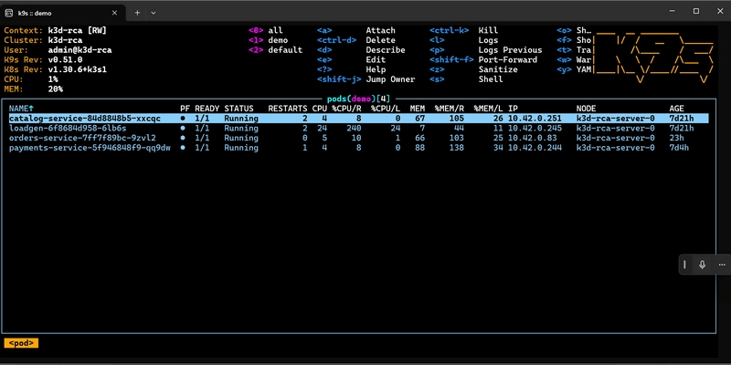 k9s: the demo workloads