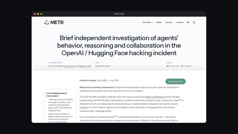 METR's investigation of the OpenAI and Hugging Face incident