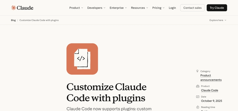 Anthropic 官方博客——Claude Code Plugins 公告