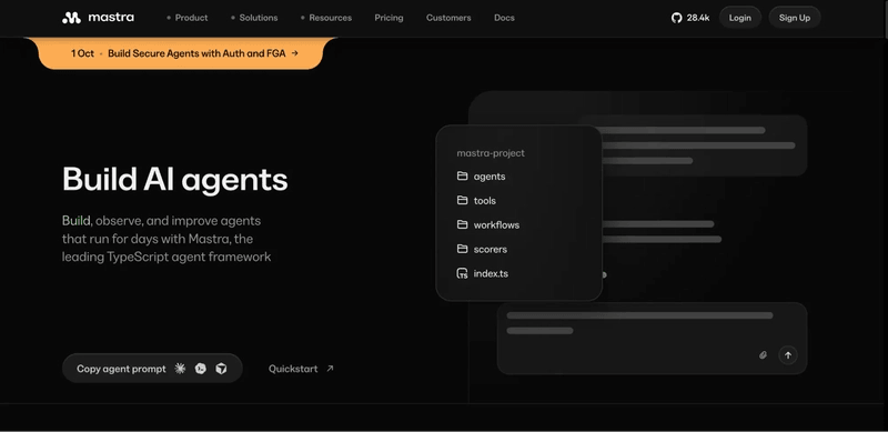 Mastra AI agent framework for TypeScript developers, agent orchestration, workflow automation, agent memory, observability, and modern LangGraph alternative evaluations.