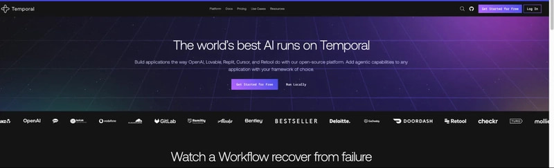 Temporal durable execution engine for AI agents, workflow orchestration, fault tolerance, long-running workflows, and production-ready alternatives to LangGraph persistence.