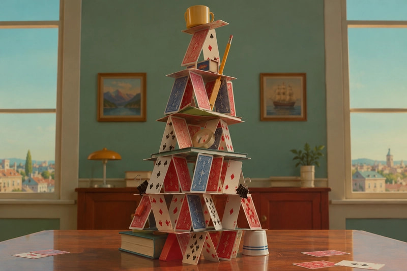Modern monoliths are like this house of cards: somehow, it hodls.