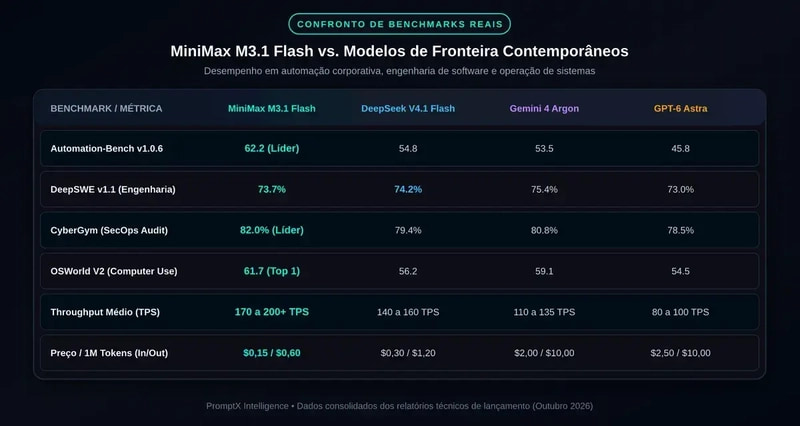 MiniMax M3.1 与其他模型的评测成绩比较