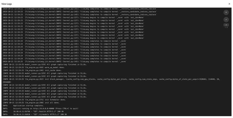 DeepInfer-server 初始化完成并通过健康检查