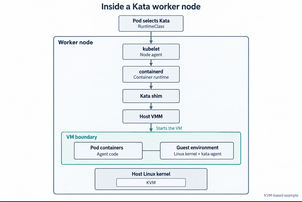 Kata 工作节点中 microVM 与宿主机组件的分界